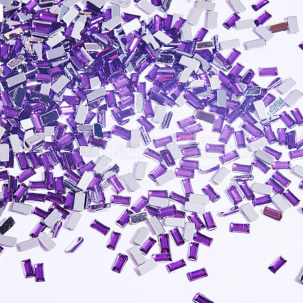 フラットバックアクリルラインストーンカボション  ネイルアートの装飾の付属品  長方形  暗紫色  3x1.5x1mm  約10000個/袋 MRMJ-T022-02G-1