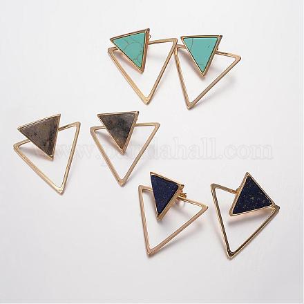 Natural & Synthetic Mixed Stone Ear Studs EJEW-G147-C-1