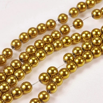 Chapelets de perles en hématite synthétique sans magnétiques G-J169A-4mm-04-1