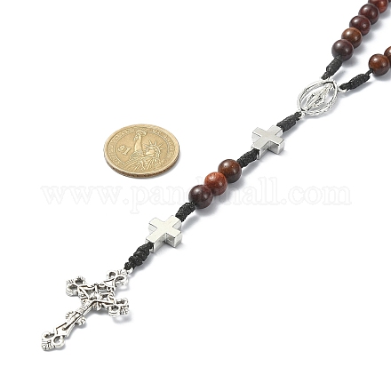 Collane di perle di rosario in legno NJEW-TA00081-1