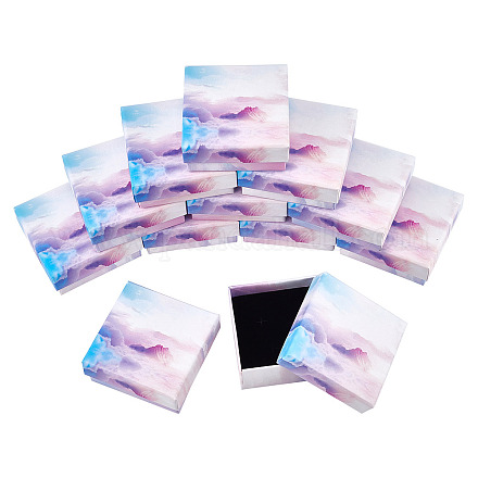 Cajas de joyería de cartón con patrón de nubes. CBOX-BC0001-38B-1