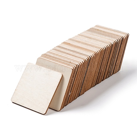 正方形の空白の未完成の木片  DIY装飾アクセサリー  工芸用  バリーウッド  50x50x2.5mm WOOD-XCP0001-04-1