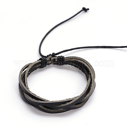 Pulseras cordón de cuero de estilo cordel ajustable BJEW-F173-09A-1