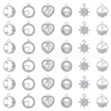 Superfindings 36 pièces 6 breloques en alliage de style strass ALRI-FH0001-18-1