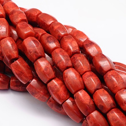 Synthetic Grass Coral Barrel Beads Strands CORA-E030-12-1