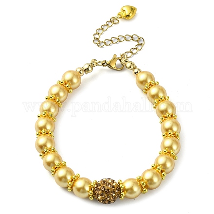 Braccialetti con perline di finte perle di vetro da donna BJEW-JB10034-05-1