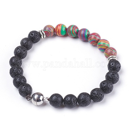 Natürliche Lava Rock Perlen Stretch Armbänder BJEW-I241-13O-1