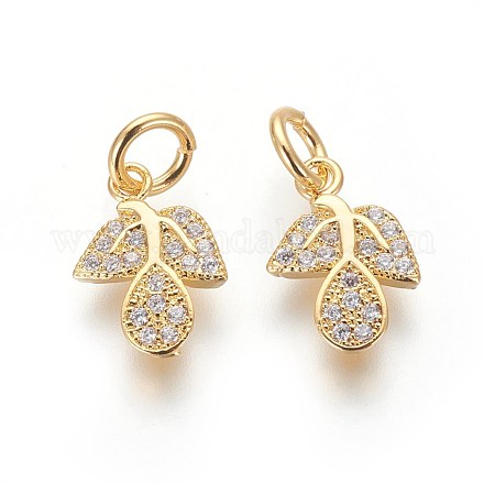 Brass Micro Pave Cubic Zirconia Charms ZIRC-J021-12G-RS-1