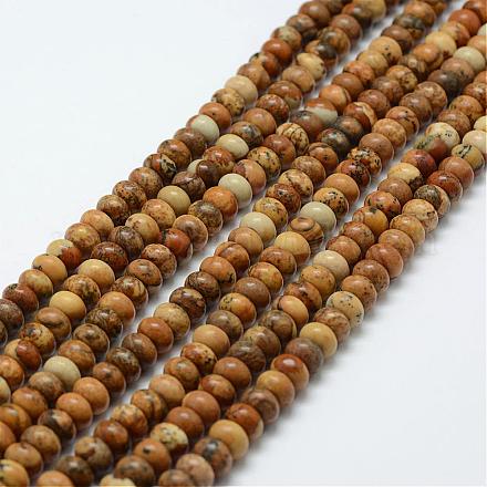 Chapelets de perles en jaspe avec images naturelles G-G665-01-6x4mm-1
