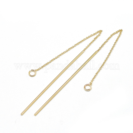 Accessoires de clous d'oreilles avec chaîne en laiton KK-T032-165G-1