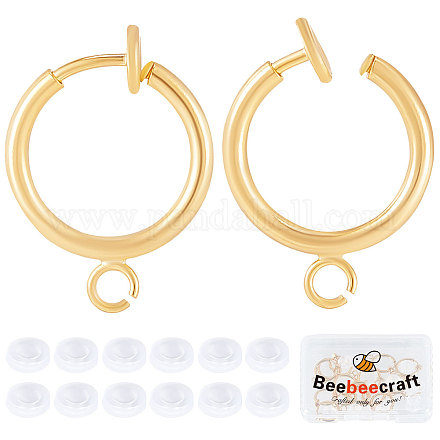 Beebeecraft 20 pièces de boucles d'oreilles à clip en laiton KK-BBC0004-84-1
