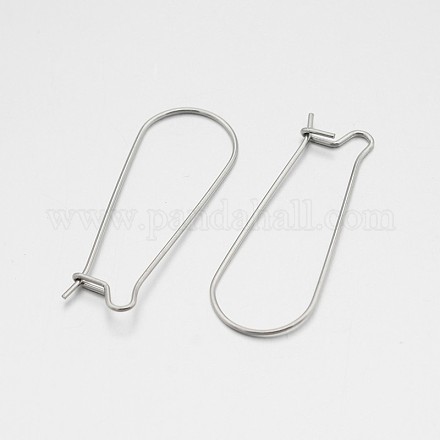 304 Stainless Steel Hoop Earrings Findings Kidney Ear Wires STAS-N060-01-1