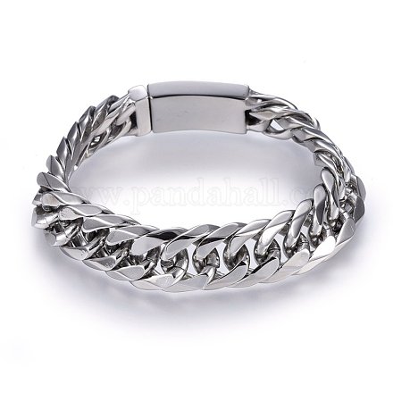 304 Stainless Steel Curb Chains Bracelets BJEW-E346-06P-1