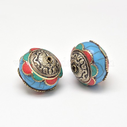 Flat Round Tibetan Style Beads TIBEB-N002-01A-1
