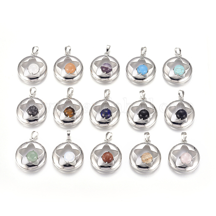 Natural & Synthetic Mixed Gemstone Pendants G-L512-S-1