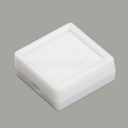 プラスチックジュエリーセットボックス  内側のベルベットと  正方形  ホワイト  40x40x15mm X-OBOX-G007-03B-1