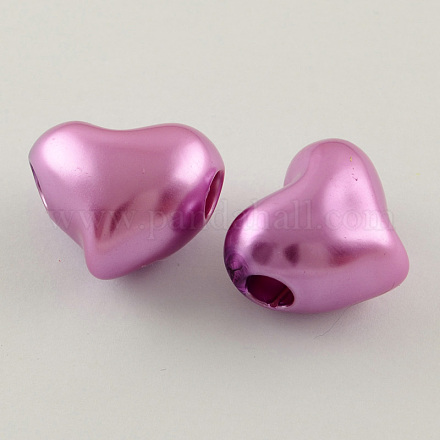 ABS Plastic Imitation Pearl Heart Beads MACR-S262-A20-1