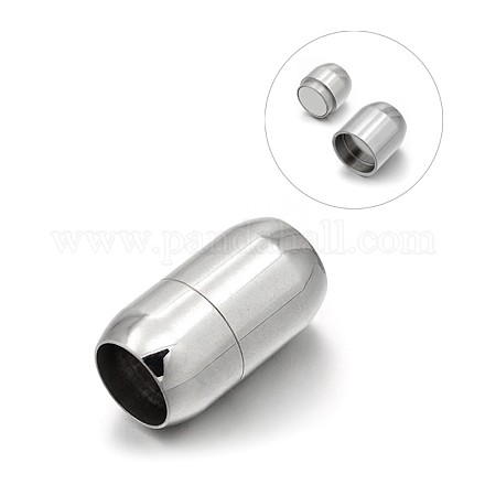 Smooth 304 Stainless Steel Barrel Magnetic Clasps with Glue-in Ends STAS-E089-23F-1
