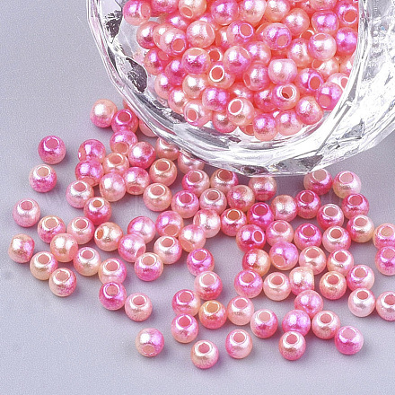Rainbow ABS Plastic Imitation Pearl Beads OACR-Q174-6mm-04-1