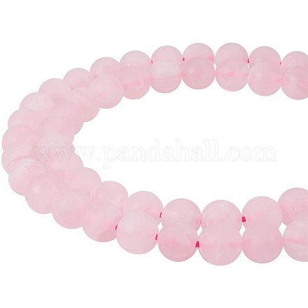 PandaHall Elite Frosted Natural Rose Quartz Bead Strands For Jewelry Making G-PH0028-8mm-17-1