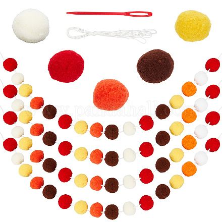 Ghirlanda di palline di feltro di lana pon pon colorati AJEW-WH0258-717B-1