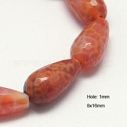 Natural Fire Crackle Agate Beads Strands G-G222-8x16mm-04-1