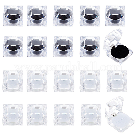 Chgcraft 24pcs2色透明プラスチックリングボックス  スポンジで  アクセサリー箱  正方形  ミックスカラー  4.55x4.55x4.2cm  12個/カラー OBOX-CA0001-005-1