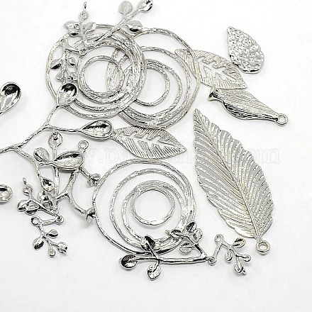 Mixed Platinum Brass Pendants DIY Jewelry Findings KK-X0034-P-FF-1