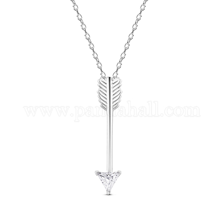 TINYSAND Rhodium Plated 925 Sterling Silver Vertical Arrows Necklace TS-N477-S-1