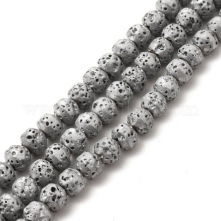 Electroplated Natural Lava Rock Beads Strands G-G984-17A-1