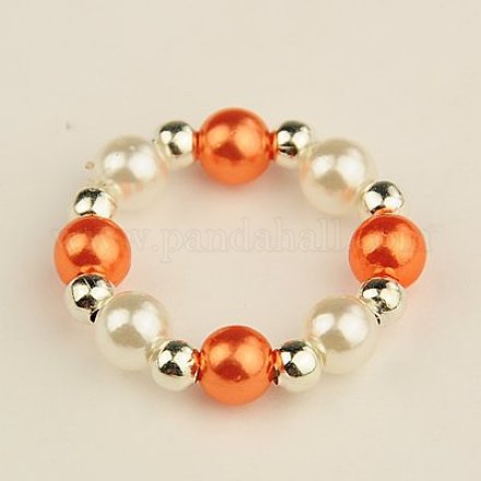 Acrílico de moda la imitación de perlas anillos elásticos RJEW-JR00037-07-1
