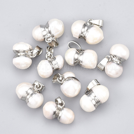 Natural Cultured Freshwater Pearl Charms SSHEL-S254-07B-1