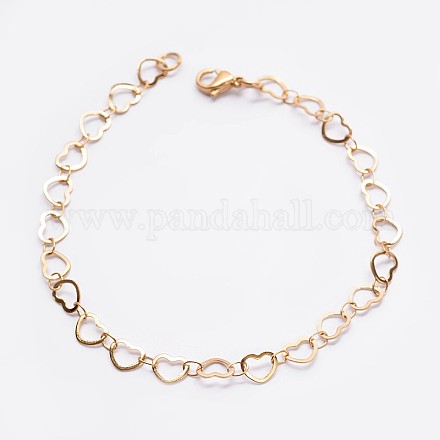 304 Stainless Steel Heart Link Bracelets BJEW-I191-01-1