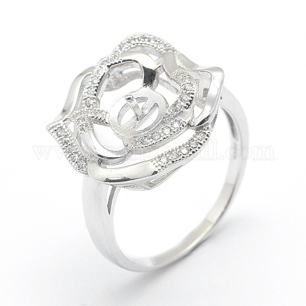 925 Sterling Silver Finger Ring Components STER-E060-08P-1