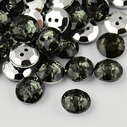 Botones redondos planos del diamante artificial de acrílico de Taiwán de 2-agujero BUTT-F015-24mm-27-1