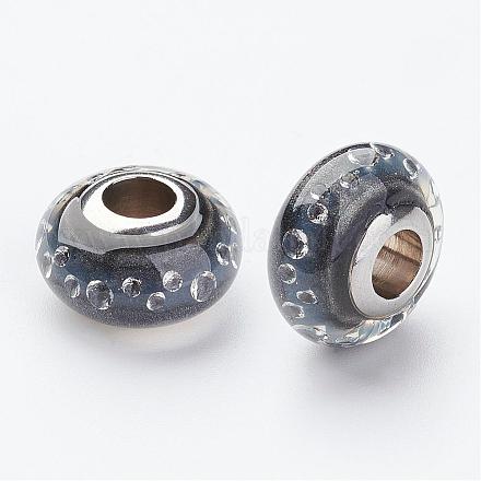 304 perline europee in resina in acciaio inossidabile RPDL-P002-B01-1
