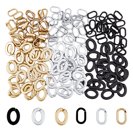 SUPERFINDINGS 240Pcs 6 Style Opaque Spray Painted Acrylic Linking Rings Quick Link Connectors Oval Open Linking Chain Rings Acrylic Cable Chains for Jewelry Making Curb Chains Phone Decor DIY Craft OACR-FH0001-037-1
