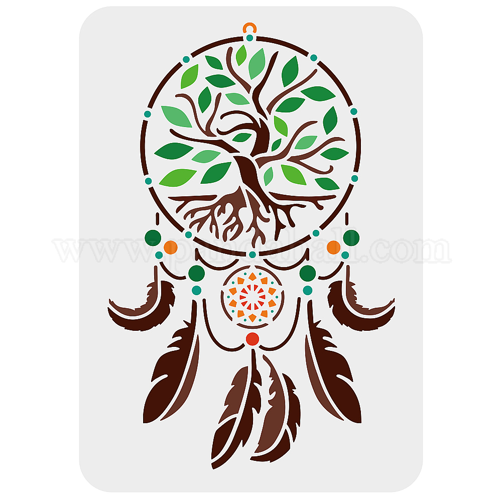 Shop FINGERINSPIRE Dream Catcher Stencils 29.7x21cm Tree of Life