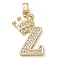 Rack Plating Brass Micro Pave Cubic Zirconia Pendants, Long-Lasting Plated, Lead Free & Cadmium Free, Real 18K Gold Plated, Letter Z, 22~24x12~22x2mm, Hole: 3x4mm