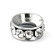 304 Stainless Steel Spacer Beads, with Rhinestone, Large Hole Beads, Column, Stainless Steel Color, 11x4.5mm, Hole: 5.5mm