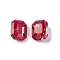 Glass Rhinestone Cabochons, Flat Back, Faceted, Rectangle, Siam, 10x8x4.5mm
