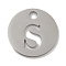 Non-Tarnish 304 Stainless Steel Pendants, Stainless Steel Color, Flat Round with Letter, Letter S, 19x1.2mm, Hole: 2.5mm