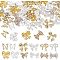 72Pcs 12 Style Nail Art Decoration, Zinc Alloy & Rhinestone Nail Jewelry Accessories, Bowknot, Golden & Silver, 7~12x7.5~10x2.5~4mm, 6pcs/style