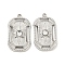 304 Stainless Steel Rhinestone Pendants, Rectangle with Sun Charm, Stainless Steel Color, 21.5x12.5x3mm, Hole: 1.4mm