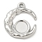 304 Stainless Steel Pendant Cabochon Settings, Moon, Stainless Steel Color, 19x16x2mm, Hole: 1.4mm, tray:6mm