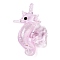 Handmade Lampwork Pendants, Sea Horse Charms, Pearl Pink, 40x26x10mm, Hole: 3.5x2.5mm