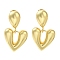 Rack Plating Brass Dangle Earrrings, Long-Lasting Plated, Cadmium Free & Lead Free Teardrop & Heart Stud Earrings for Women, Real 18K Gold Plated, 35x20mm