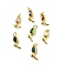 Brass Micro Pave Cubic Zirconia Pendants, Flower Charms, with Jump Rings, Cadmium Free & Lead Free, Long-Lasting Plated, Rack Plating, Real 18K Gold Plated, Mixed Color, 17.5x7.5x4.5mm, Hole: 3mm
