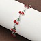 304 Stainless Steel Enamel Link Bracelets for Women, Cherry, Stainless Steel Color, 7 inch(17.8cm)