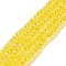Electroplate Glass Beads Strands, Half Rainbow Plated, Faceted, Rondelle, Champagne Yellow, 6x5mm, Hole: 1mm, about 85~88pcs/strand, 16.1~16.5 inch(41~42cm)